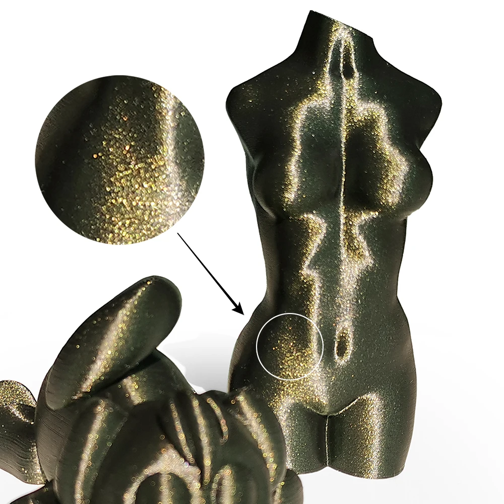 Filamento para Impressora 3D Glitter PLA 1.75mm 1kg 500g 250g Filamento Mágico PLA Material de Impressão 3D Filamento de Sublimação Dourado Verde - Image 11