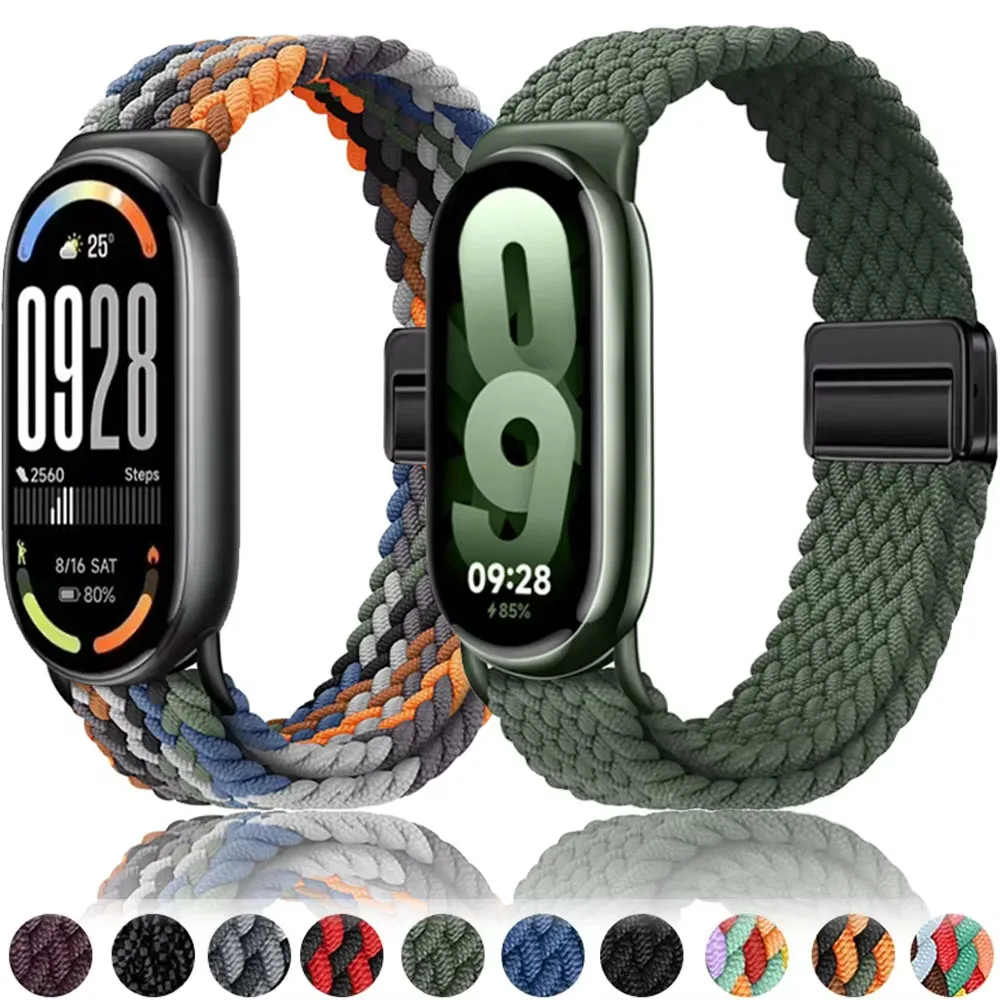 Pulseira de nylon para xiaomi mi band 9/8, pulseira esportiva respirável de alta qualidade, acessórios para mi band 10 9 nfc, pulseira de substituição