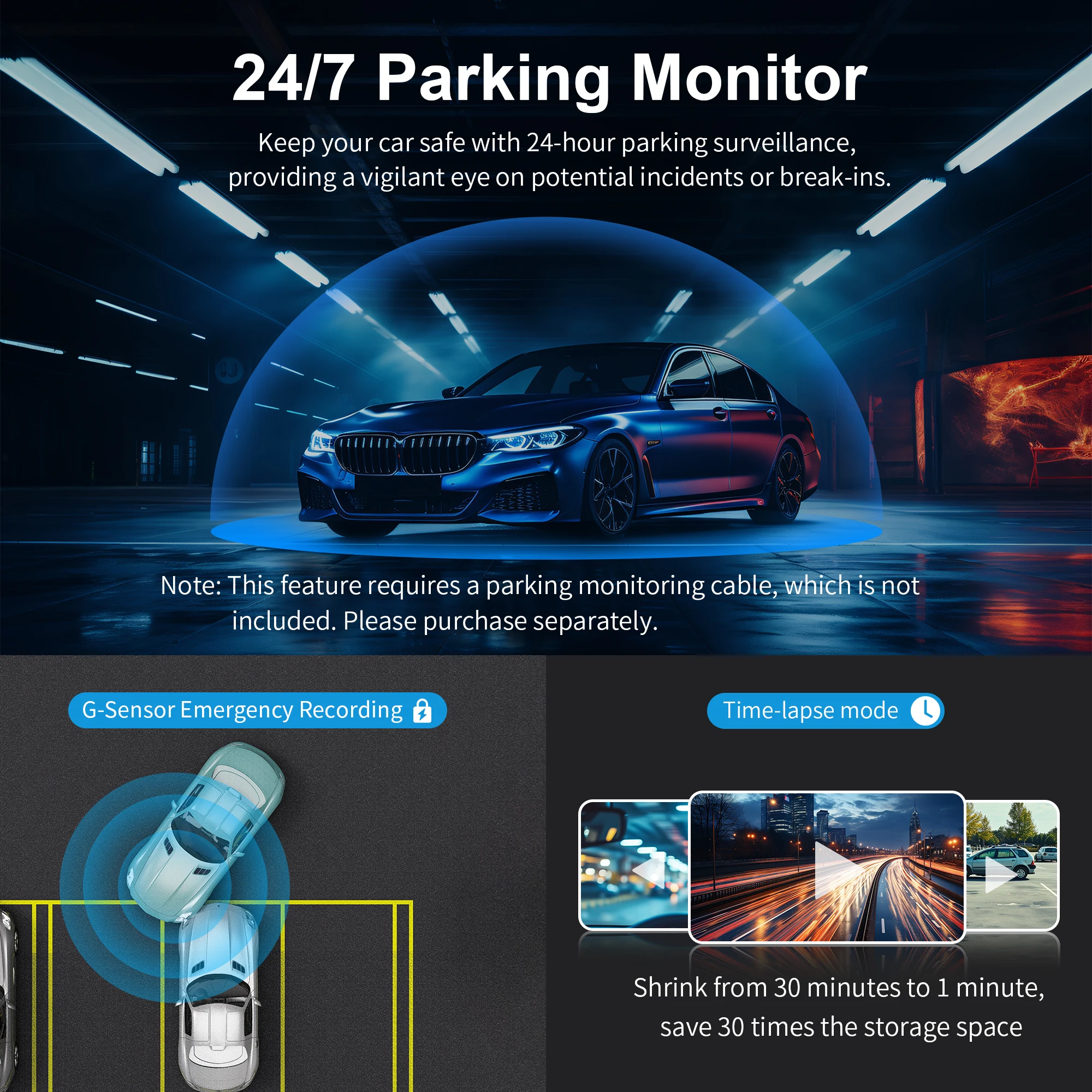 1440p kawa carro dvr d6 traço cam 2k gravador de vídeo wifi/app/controle de voz câmera traço wdr g sensor visão noturna escondido dashcam - Image 5