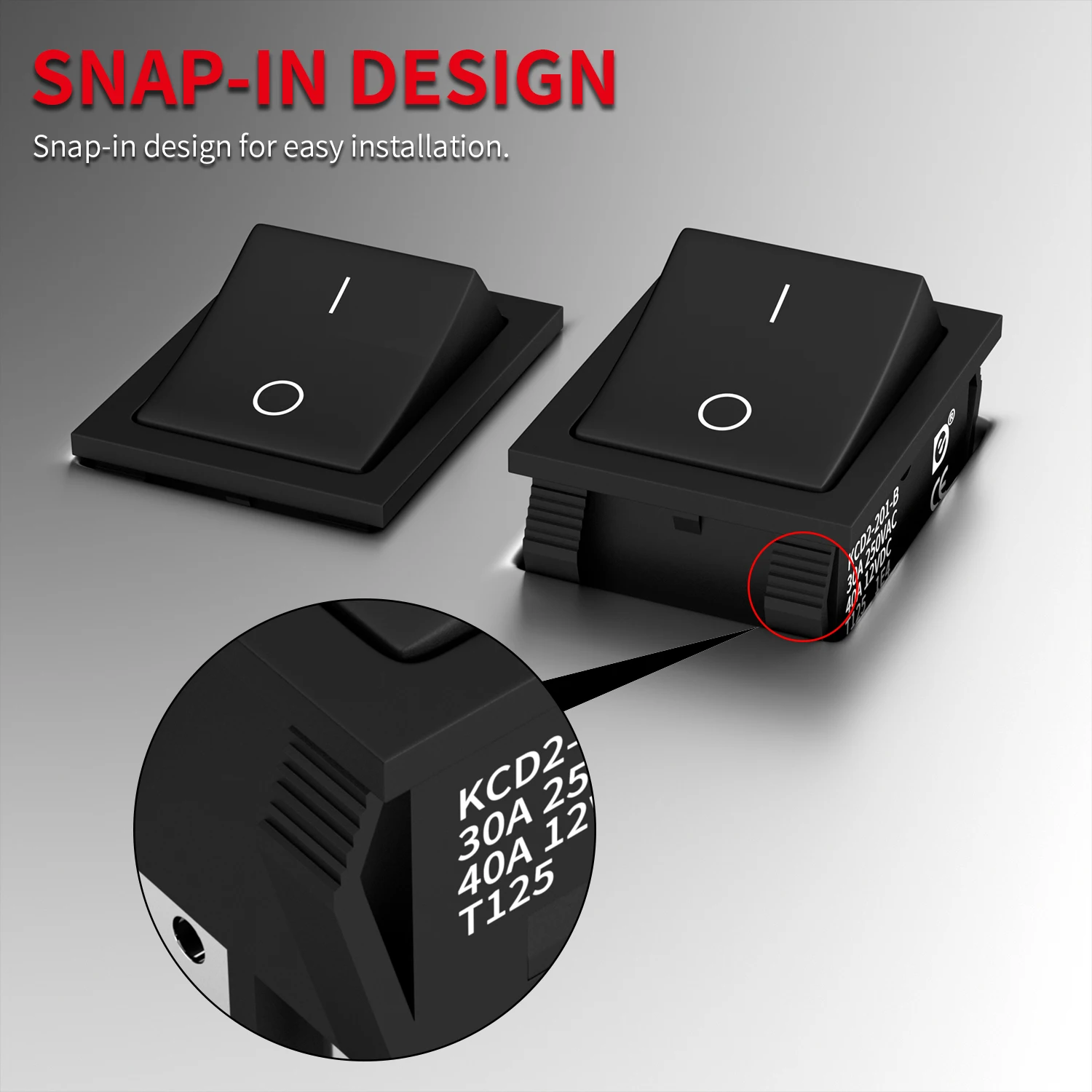 DaierTek 3PCS Rocker Switch DPST 40A 12VDC 4 Pinos 2 Posição Interruptor ON Off Toggle Switch 30A 250VAC 120V T125 KCD2 KCD4 Rocker - Image 5