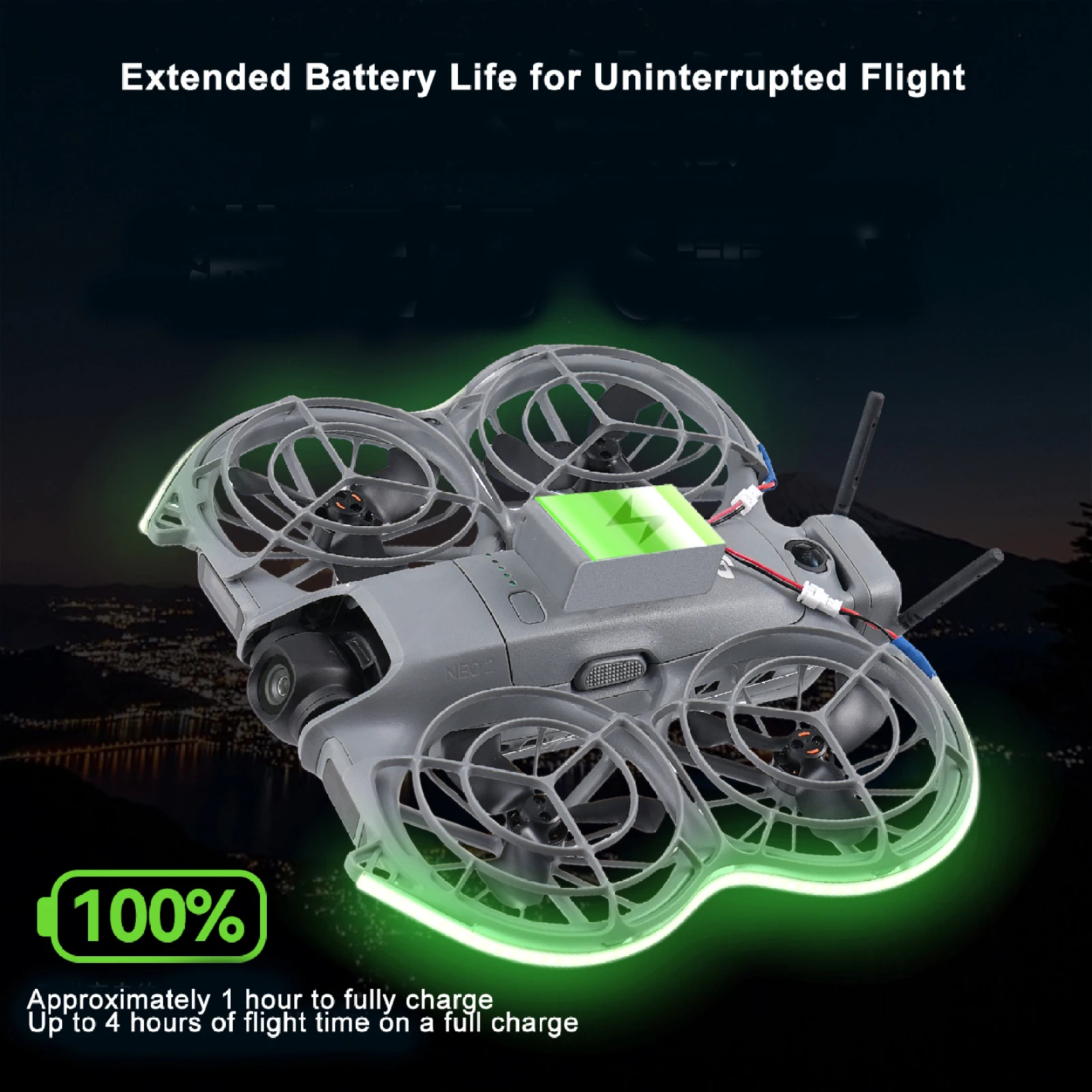 Voo noturno de led com 3 níveis de brilho ajustável para dji neo2 faixa de luz à prova d'água cinto de lâmpada para dji neo2 drones acessórios