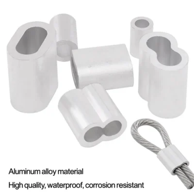 10-50 unidades de casquillos de crimpado en forma de 8 de M1 a M12, clip de fijación de doble orificio, clip para cable, ferrules de aluminio para cable, cable de acero