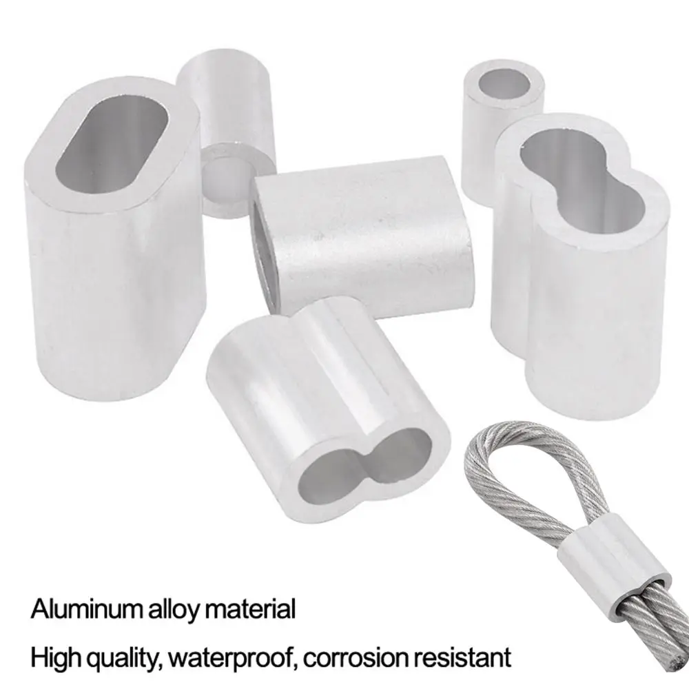 10-50 unidades de casquillos de crimpado en forma de 8 de M1 a M12, clip de fijación de doble orificio, clip para cable, ferrules de aluminio para cable, cable de acero