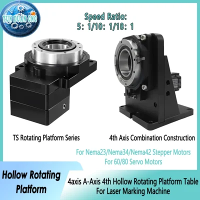 Plataforma Rotativa Oca de Alta Precisão 4º Eixo CNC para Motor de Passo Nema23/34/42 e Servo Motor 60/80 para Router CNC