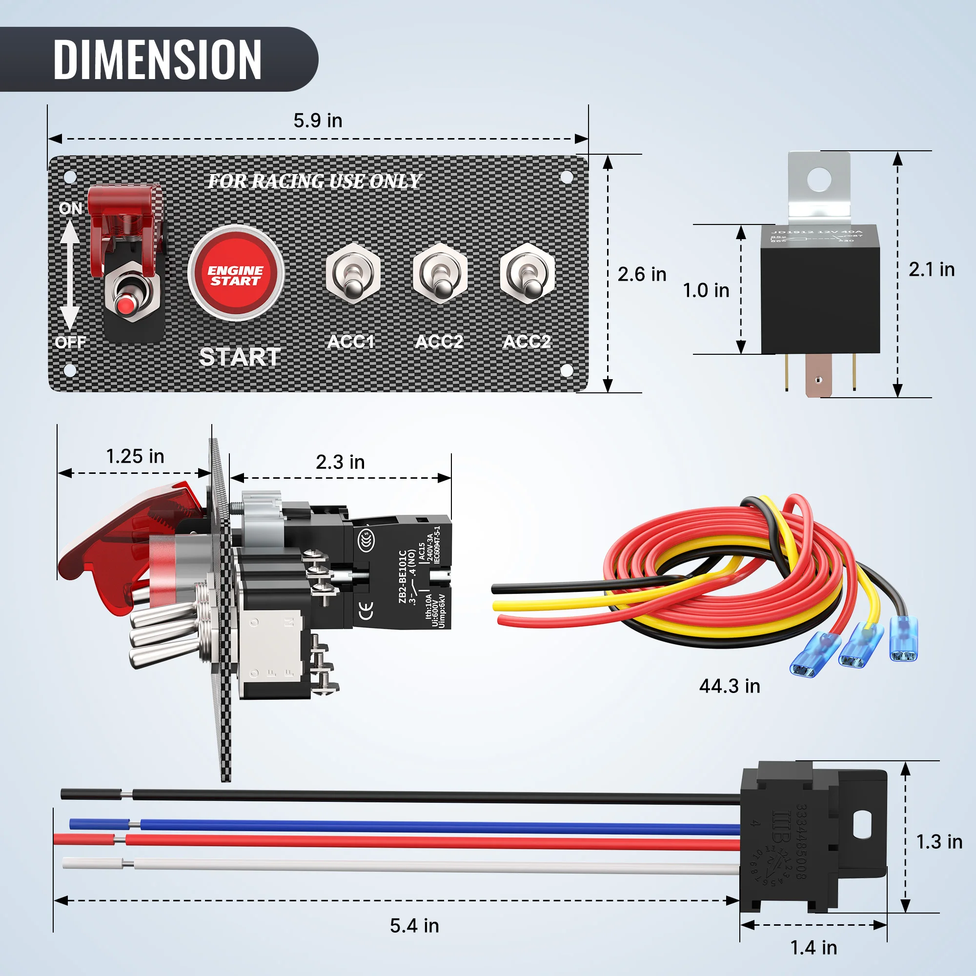 DaierTek 12V Painel de interruptor de ignição de carro de corrida Motor Start Stop Botões de ignição LED Painel de interruptor de alternância de carbono para caminhão - Image 2