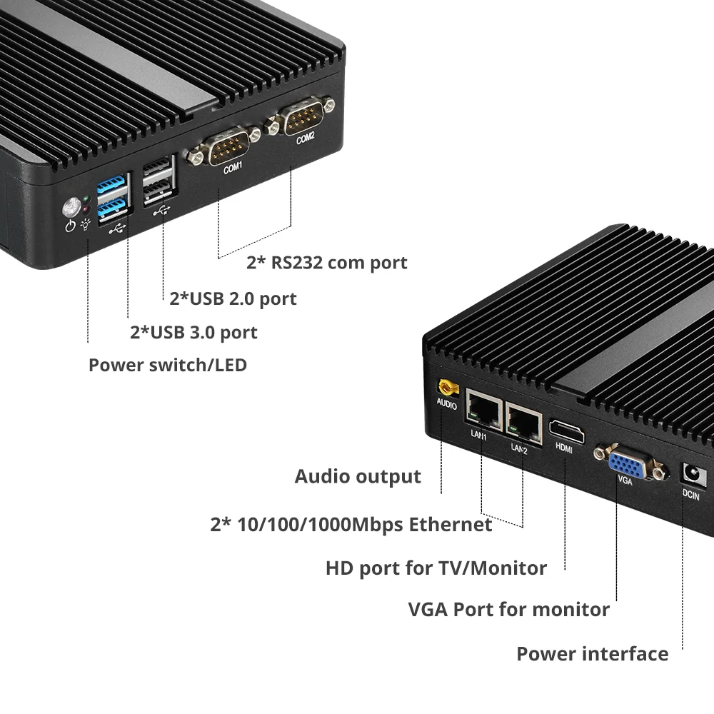 Mini computador Fanless industrial do PC, Intel Celeron J4125, Windows 10, ethernet do gigabit 2x, 2x RS232, DDR4, HDMI, VGA, WIFI, 3G, 4G - Image 10
