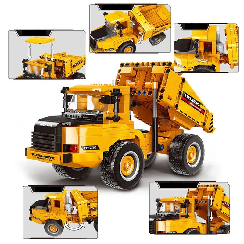 Cidade técnica moc wheelloader carro caminhão de mineração pesada guindaste blocos de construção diy engenharia escavadeira tijolos brinquedo para crianças - Image 3