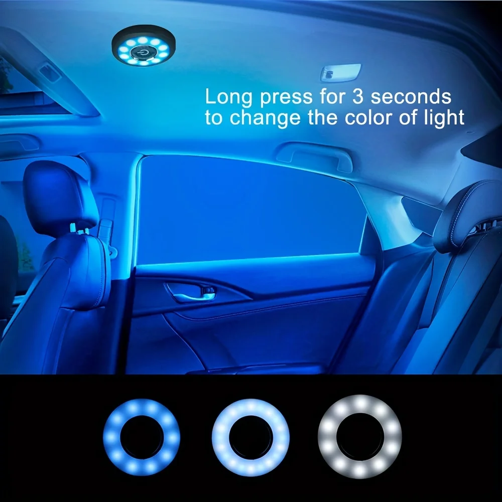 Led noite banco traseiro do carro kits de luz teto cúpula quadrada veículo interior lâmpada do teto magnético led luz leitura interior do carro - Image 9