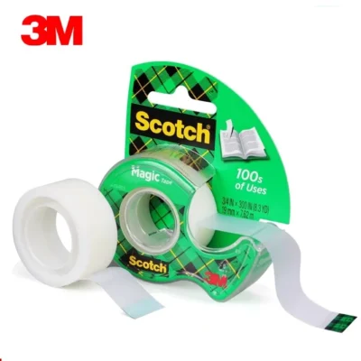 Fita mágica 3M com dispensador 105, fita invisível Scotch 3M, material de escritório doméstico e material escolar para faculdade e salas de aula