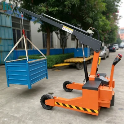 Grúa Eléctrica para Terrenos Difíciles, Grúa Hidráulica de Elevación para Exteriores de 1200 kg con Plataforma de Trabajo y Ruedas Grandes