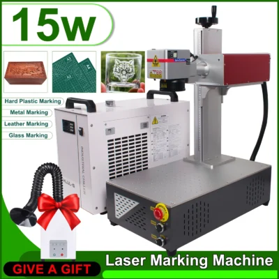 CRS 15W UV Laser Marking Machine for Glass Crystal Metal Plastic Wood 10W 5W UV Laser Engraving Water Chiller Laser Engraver