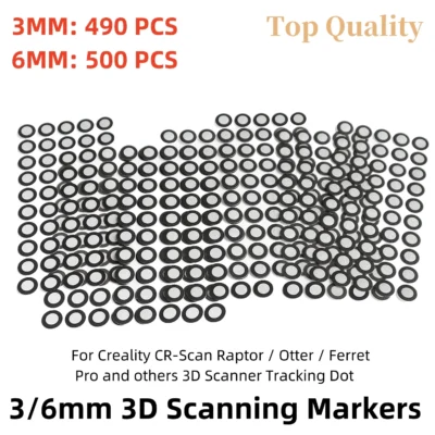 Marcadores de scanner 3D de 3/6 mm - pontos de rastreamento e pontos de referência de alta precisão com reflexão difusa para digitalização óptica