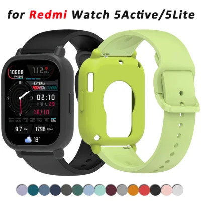 Capa de Silicone + Pulseira de Substituição para Redmi Watch 5 Lite / 5 Active, Cinto Inteligente, Correia Protetora
