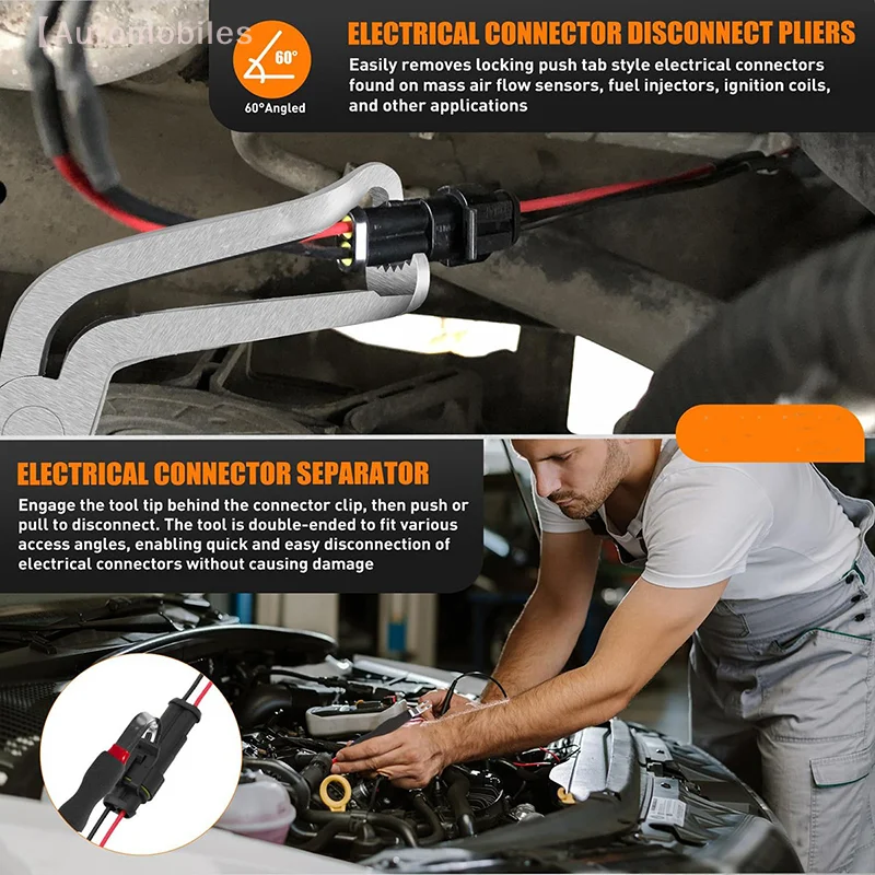 Alicate de desconexão elétrica de 8 "60 graus para conectores e sensores automotivos - ferramenta de remoção de plugue de fio angular - Image 5