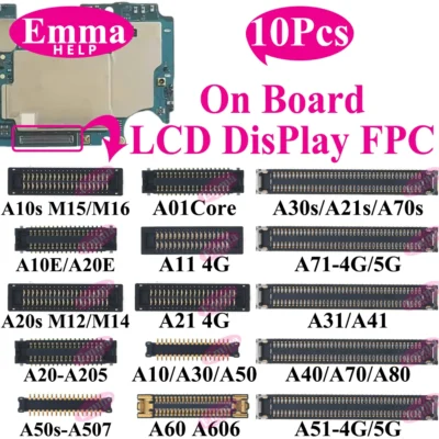 10pcs LCD Display Screen Flex FPC Connector Port On Board For Samsung Galaxy A50 A70s A40 A30S A21 A20 A10 M12 M14 M15 M16 A51