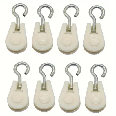 Bloque de polea de grúa de cuerda de alambre de nailon, gancho de grúa de elevación, bloque de polea individual, polea de rueda de remolque de alambre colgante pequeño, 4/8 Uds.