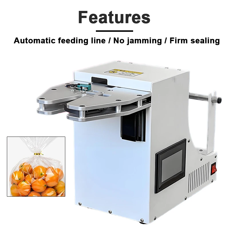 Selladora Automática de Alimentos con Pantalla Táctil y Máquina de Atado con Alambre Dorado Universal de 2-15 mm para Dulces, Piruletas, Frutas y Pan - Image 6