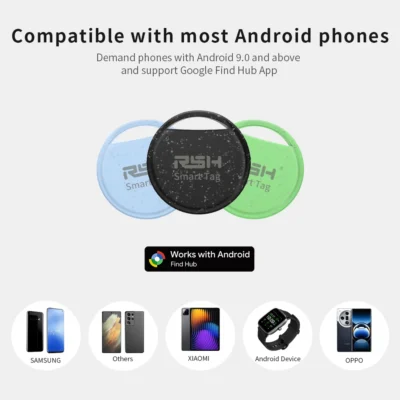 Rsh rastreador de segurança carteira bagagem coffer caixa localizador anti perder para android etiqueta inteligente trabalho com google encontrar para samsung oneplus