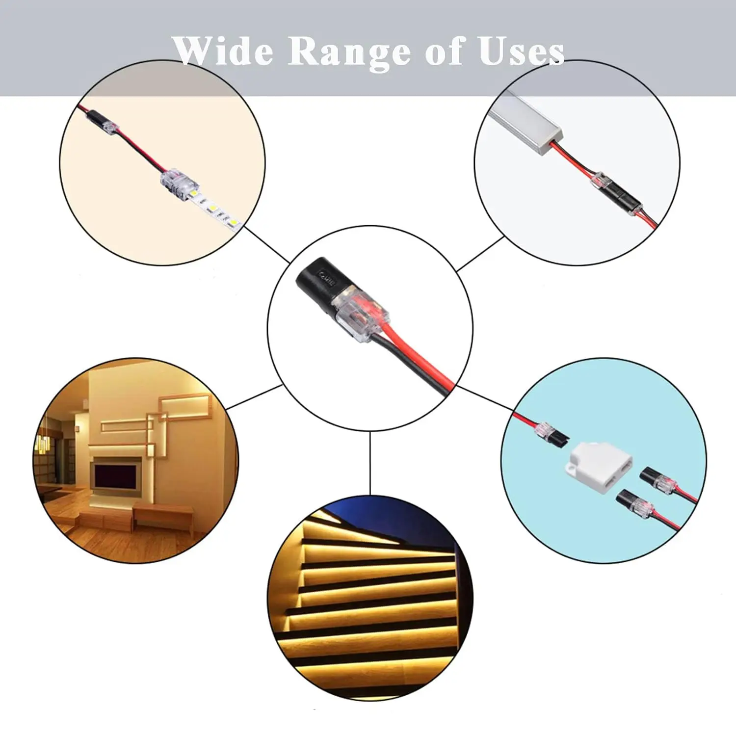 Conector de fio de baixa tensão 50 peças, conector de fio duplo com fivela de travamento, conectores de tira de luz led 2 pinos - Image 6
