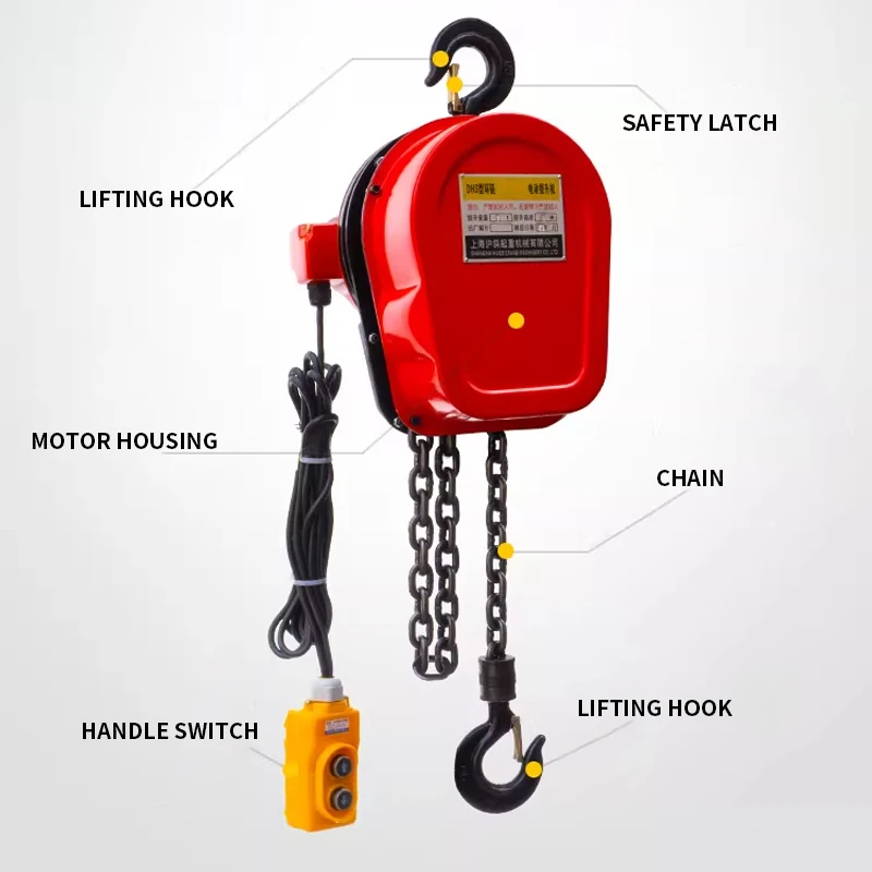 Polipasto Eléctrico de Cadena, Polipasto de Cadena Simple de 1 Tonelada, Juego de Engranajes de Acero de Titanio, Gancho de Aleación, Polipasto Eléctrico de 380V 2.25M/MIN - Image 3