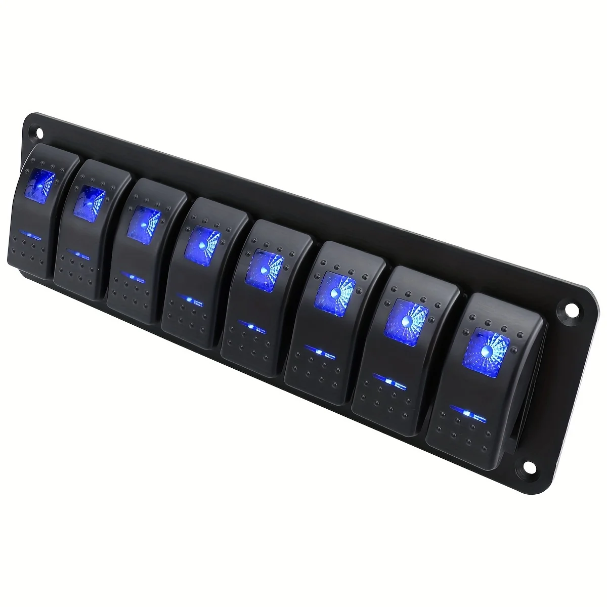 Painel de interruptor rocker de 3 grupos, 4 grupos, 5 grupos, 6 grupos, 8 grupos, 5 pinos, adequado para carros 12V/24V, navios, reboques ATV, azul - Image 3
