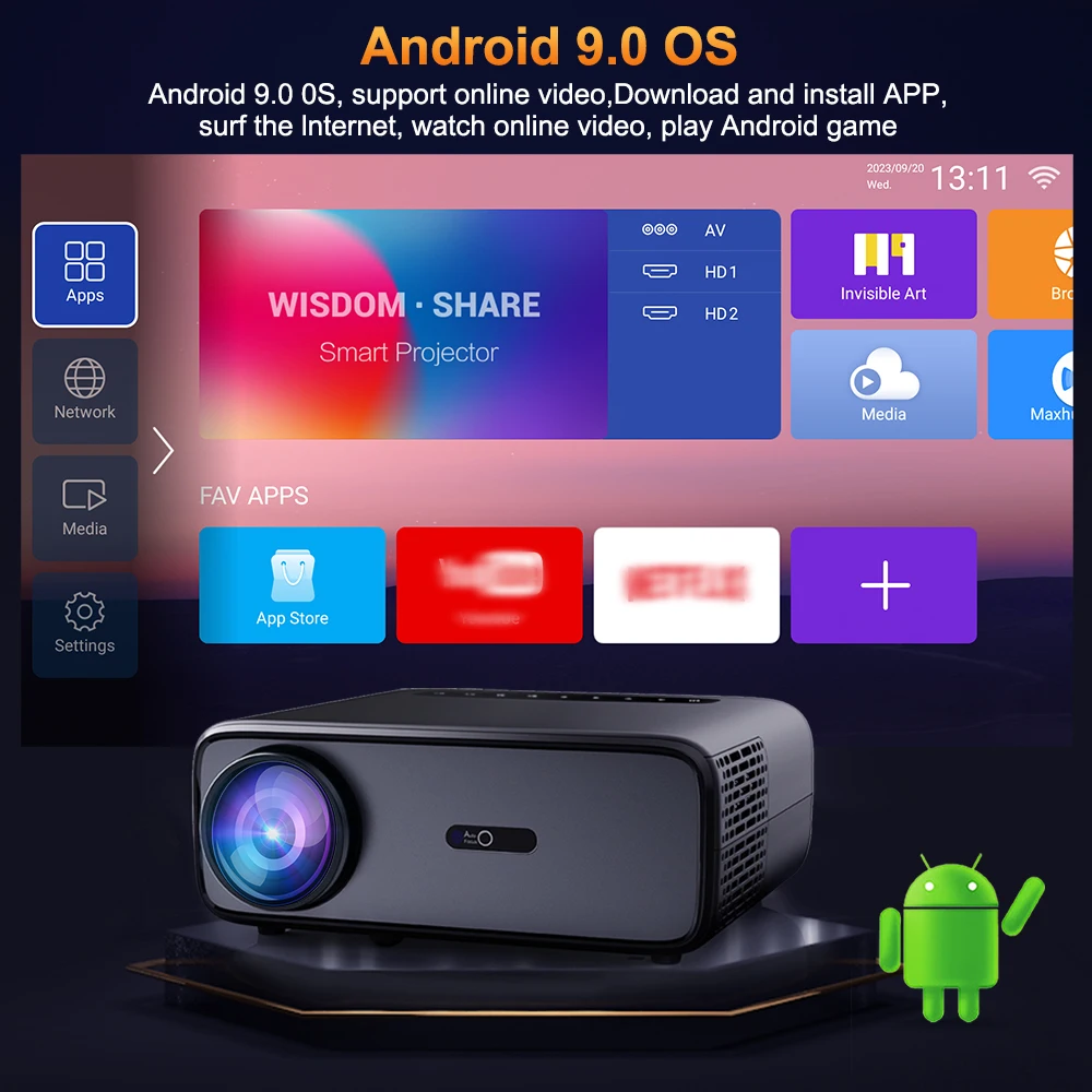Thundeal projetor completo automático hd 1080p wifi 6 android td97 pro td97pro projetor de vídeo filme em casa ios telefone inteligente 3d tv projetor - Image 2