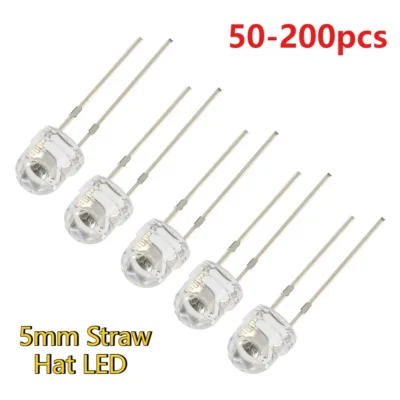 50-200 peças 5mm led chapéu de palha diodo led f5 super brilhante diodos emissores de luz azul verde vermelho amarelo branco kit eletrônico diy