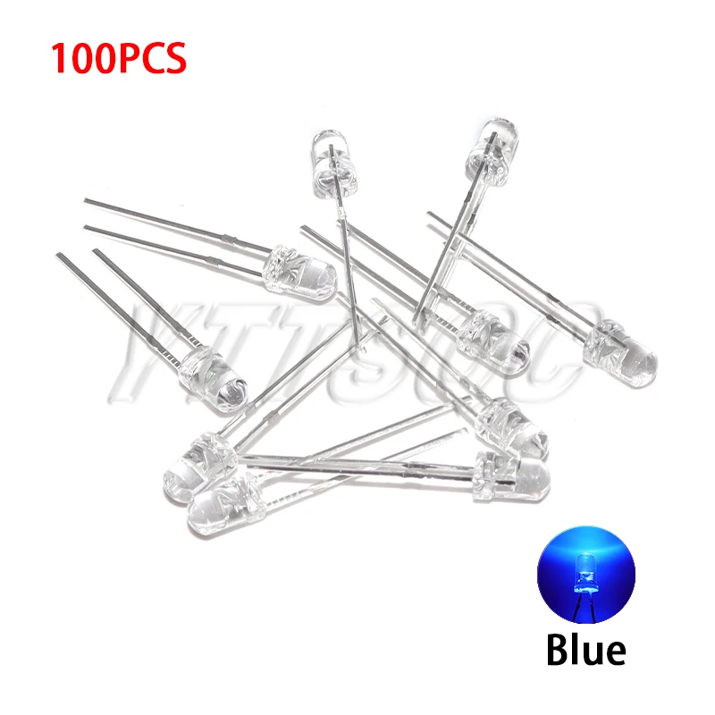 100 peças 3mm diodo led ultra brilhante branco quente vermelho verde azul roxo amarelo laranja rosa 2v 3v variedade de emissão multicolorida - Image 6