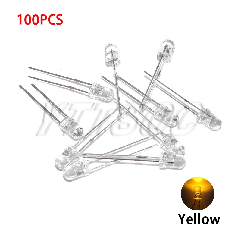 100 peças 3mm diodo led ultra brilhante branco quente vermelho verde azul roxo amarelo laranja rosa 2v 3v variedade de emissão multicolorida - Image 8