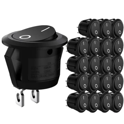20 peças 10 peças interruptor rocker preto liga/desliga 2 pinos mini interruptor de alternância redondo 3a 250v 6a 125v 15mm interruptores circulares para rv carro caminhão barco