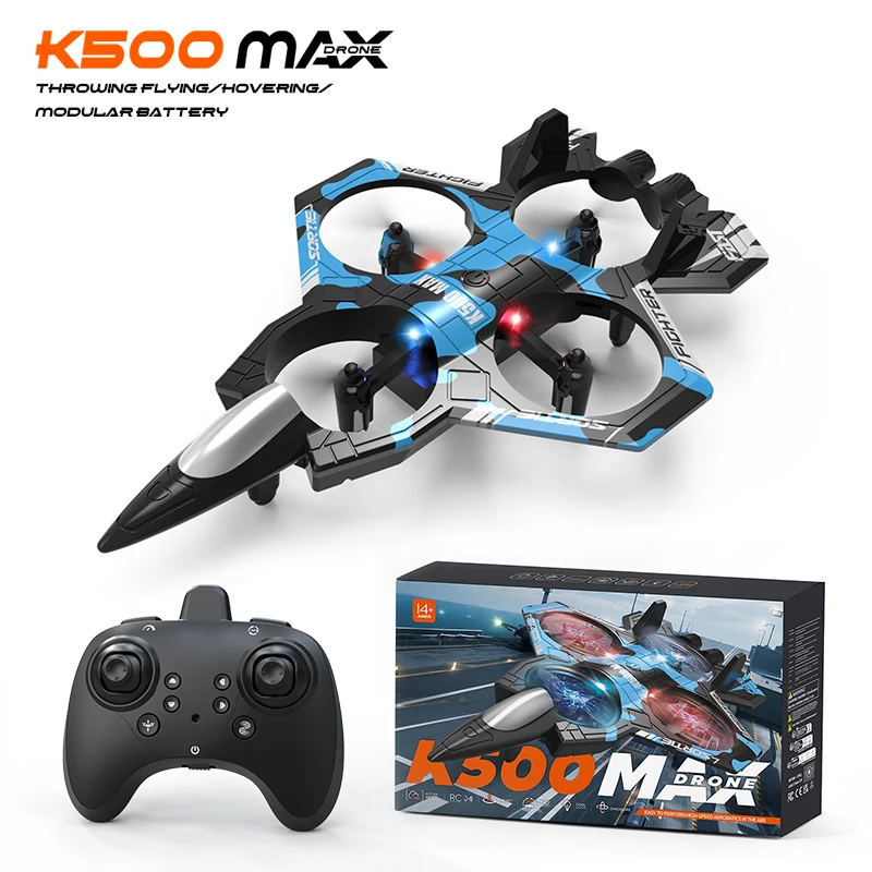 K500Max Fighter Jet Quadcopter Drone Stunt Light RC Avião Quatro Canais Hovering Alta Altitude Rolling Efeitos Especiais - Image 2