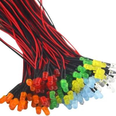 Pré Wired LED Lights Emitting Diodos, Clear Lens, pequenas lâmpadas, 5mm, 12 V, 7,9 polegadas, DC 12 V, vermelho, azul, verde, 50PCs