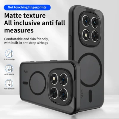 Capa para Xiaomi Redmi Note 15 Pro 4G 5G Note 15 Pro+ com carregamento sem fio, moldura de TPU macia, traseira de plástico rígido fosco à prova de choque