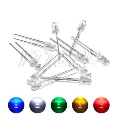 100 peças 3mm diodo led ultra brilhante branco quente vermelho verde azul roxo amarelo laranja rosa 2v 3v variedade de emissão multicolorida