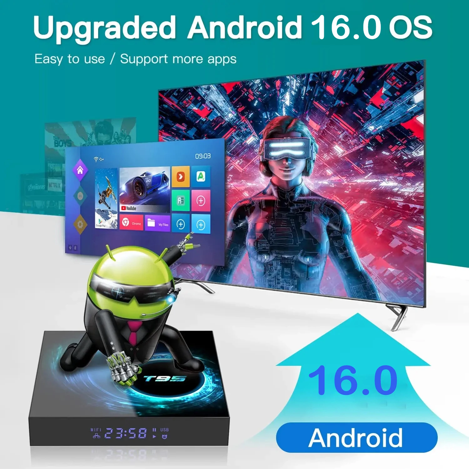ATV T95 Smart TV Box Android 16 8GB 128GB Bluetooth 6.0 Google Assistant Allwinner H313 8K Dual Wifi 5G Streaming Media Player - Image 3