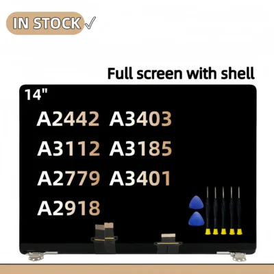 Conjunto de Tela LCD Compatível com MacBook Pro 14 Polegadas A2442 A2779 A2918 A3112 A3185 A3401 Cinza Espacial Prata Preto Espacial
