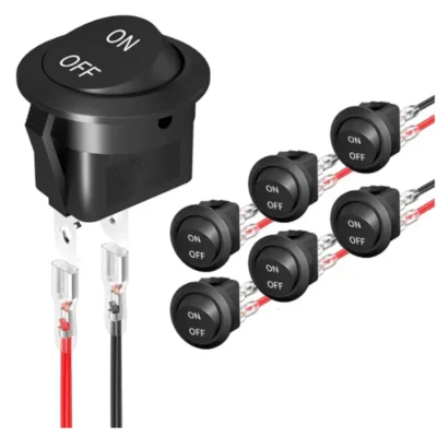 12v interruptor rocker redondo ac 6a/250v 10a/125v spst 2 pinos 2 posições liga/desliga interruptor de alternância para carro barco automotivo rv preto
