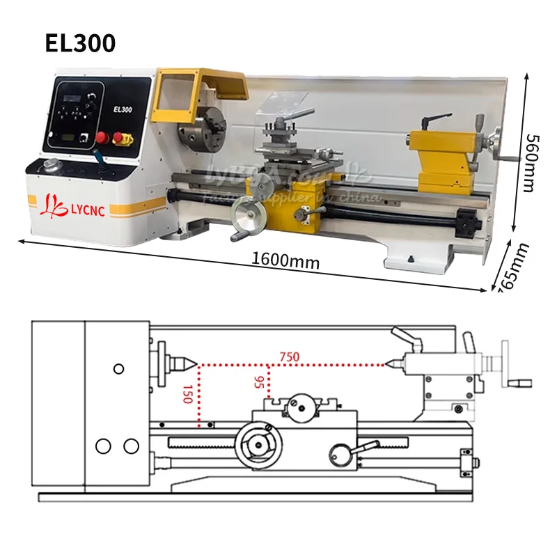 Torno de programación CNC automático, torno de Metal de precisión LY EL300-750mm EL250-550mm, fresadora de corte de grabado con Base - Image 4