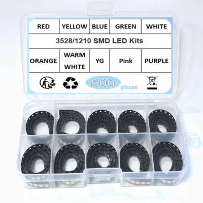 500 peças 3528 1210 smd led 10 cores x 50 peças vermelho/verde/azul/amarelo/branco/branco quente/uv/rgb kit de diodo led frio azul gelo