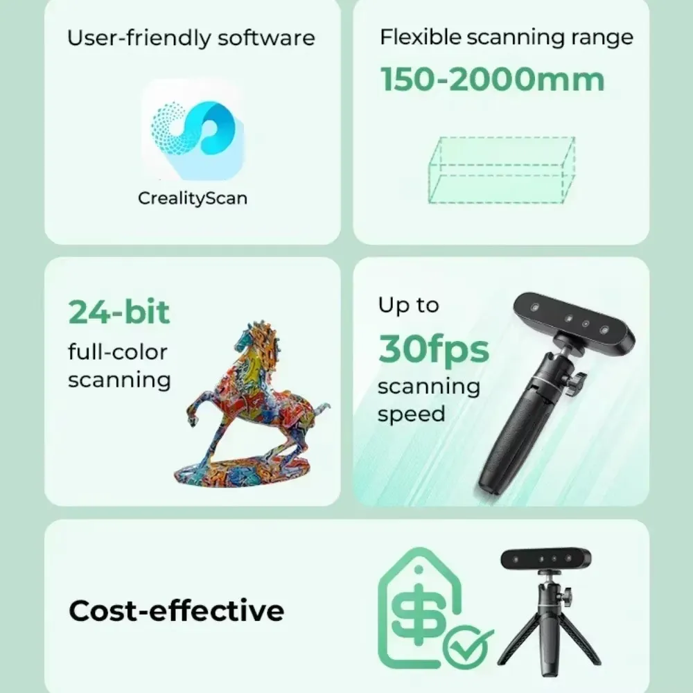 Scanner 3D Portátil Creality CR-Scan Ferret SE com Escaneamento Rápido em Cores Completas a 30FPS, Precisão de 0,05mm e Dispositivo de Modelagem 3D de 24 bits - Image 3