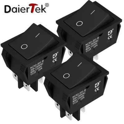 DaierTek 3PCS Rocker Switch DPST 40A 12VDC 4 Pinos 2 Posição Interruptor ON Off Toggle Switch 30A 250VAC 120V T125 KCD2 KCD4 Rocker