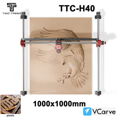 Twotrees-fresadora CNC de 3 ejes/4 ejes, TTC-H40, 1000x1000mm, para madera, acrílico, MDF, Metal, Compatible con VCarve Pro