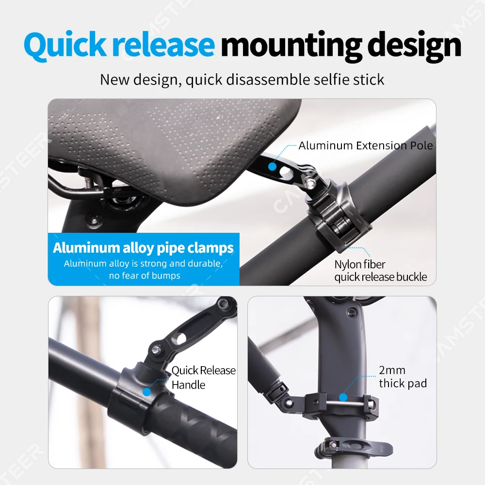 Camsteer soporte para asiento trasero de bicicleta vista para tercera persona GoPro 13 12 soportes de cámara para Insta360 X5 X4 AcePro DJI Osmo360 Action 6 5Pro - Image 8