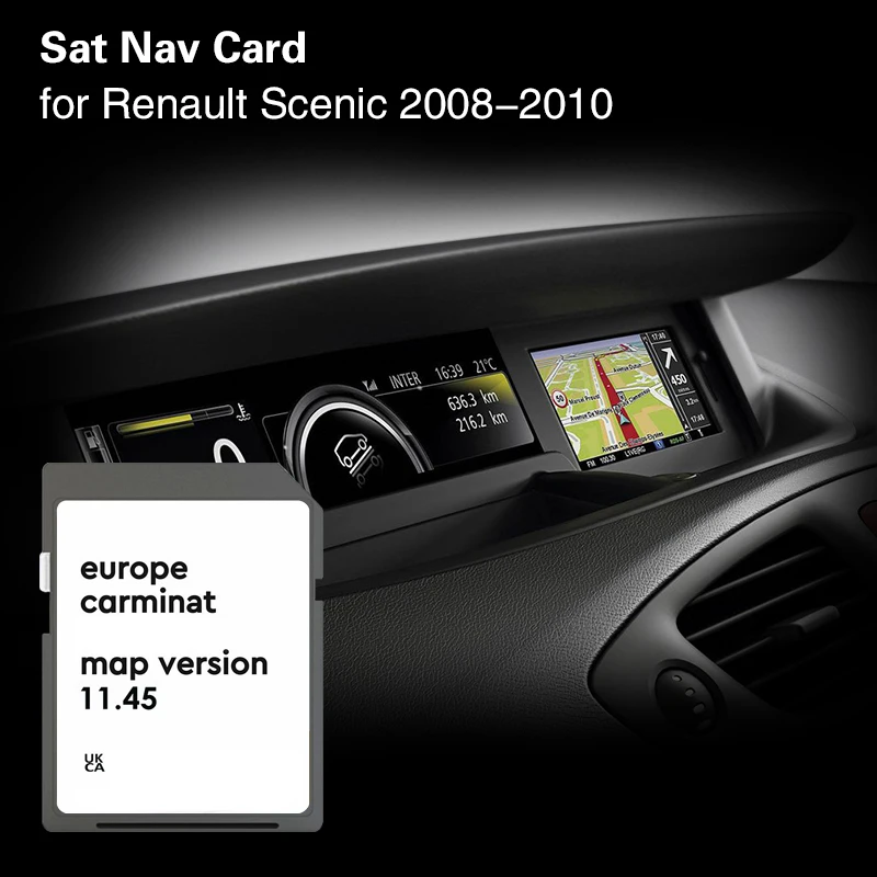 Carminat 11.45 para renault scenic 2008 2010 carro gps cartão sd inglaterra frança itália alemanha espanha polónia holanda ua