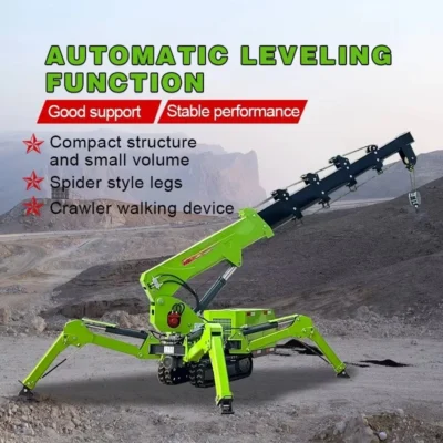 Máquina de elevación pequeña de grúa de araña de pluma telescópica hidráulica compacta para operaciones de espacio estrecho en interiores y exteriores (depósito)