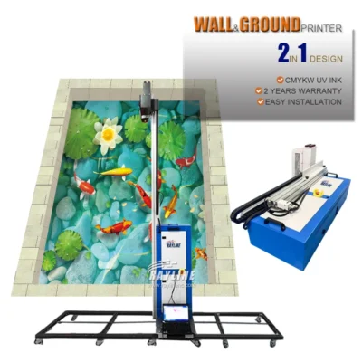Máquina de impressão vertical 2 em 1, parede a chão, impressora 3d de parede e piso, interior e exterior, tijolo de cimento limão, madeira, 6 cores, tinta uv