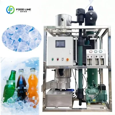 Máquina de Hielo Industrial en Tubo de 1000 kg por Día, Equipo de Fabricación de Hielo Inteligente Controlado por PLC para Logística de Cadena de Frío, Personalizable
