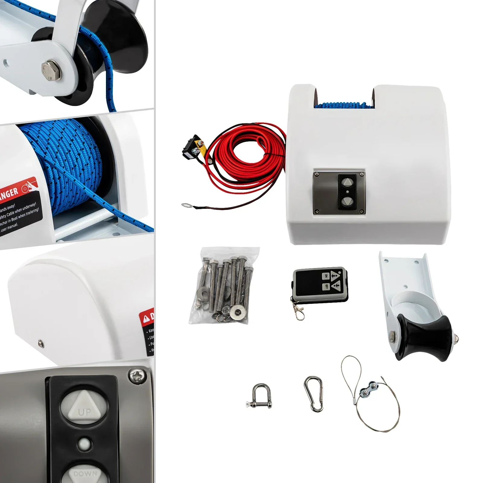 Cabrestante eléctrico de 45 libras y 12 V para ancla de barco - Control remoto inalámbrico resistente a la corrosión para uso marino - Image 4