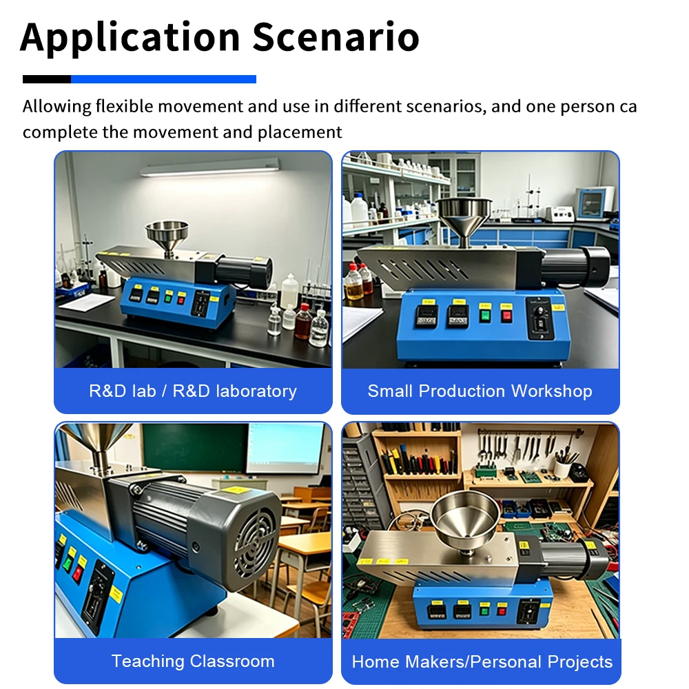 Extrusora de Plástico de un Solo Tornillo, 500-1000g por hora, 110V/220V, Equipo de Laboratorio para Producción de Filamento 3D Reciclado, para Uso Doméstico y DIY - Image 4