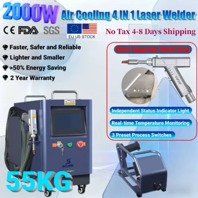 2000W 4 IN 1 Handheld Laser Welder Air Cooling Welding Cleaning Cutting Machine Upgrade SUP 28F Weld Gun For Carbon Steel Alloy